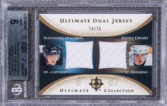 2005-06 UD Ultimate Collection #DJOC Ovechkin/Crosby Dual Jerseys Card (#74/75) - BGS MINT 9
